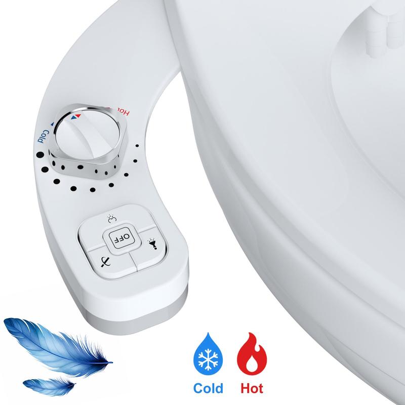 Toilet Seat Bidet with Self Cleaning Dual Nozzle, 1 Set Adjustable Hot & Cold Water Spray Non-electric Mechanical Bidet Toilet Attachment, Gift for Summer, Home Essentials