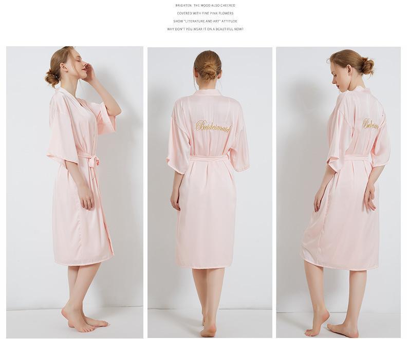Women Kimono Bathrobe Gown Sexy Sleepwear Satin Home Clothing Intimate Lingerie Casual Bride Bridesmaid Wedding Gift Nightgown