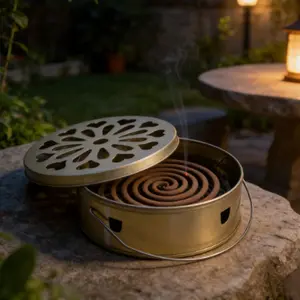 3-Piece Stainless Steel Mosquito Coil Holder Set, Fireproof Incense Burner Tray, Portable Insect Repellent Stand, Space-Saving Storage Plate