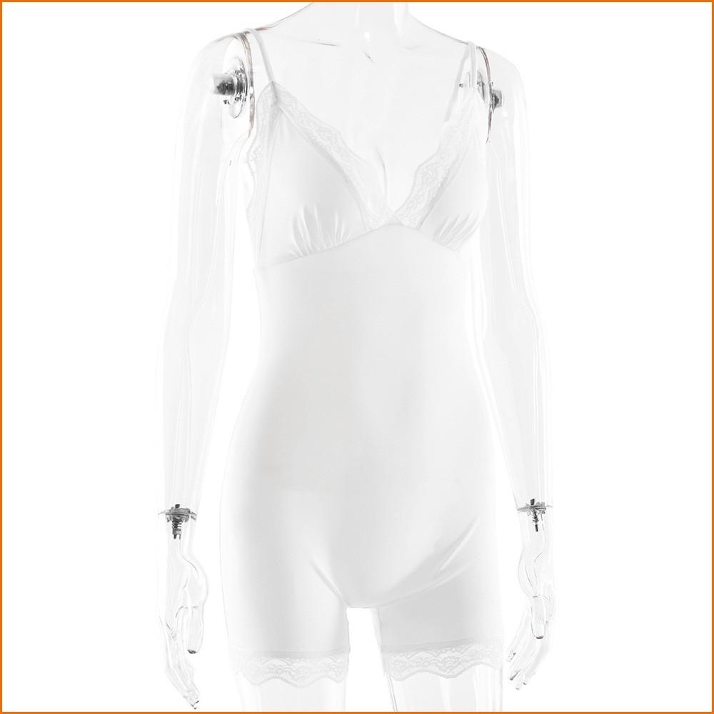 KODA & CO 04 Lace Trim Sleeveless Bodysuit For Women  Adjustable Spaghetti Strap High Waist Sexy Shapewear