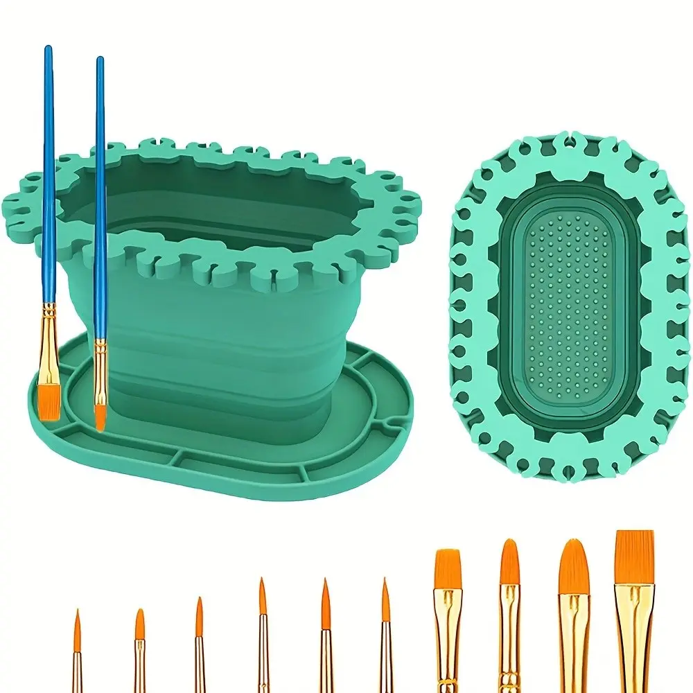 Three-In-One Foldable Brush Washer, Palette, and Storage Box, Portable Art Supplies for Watercolor, Acrylic, and Gouache Painting