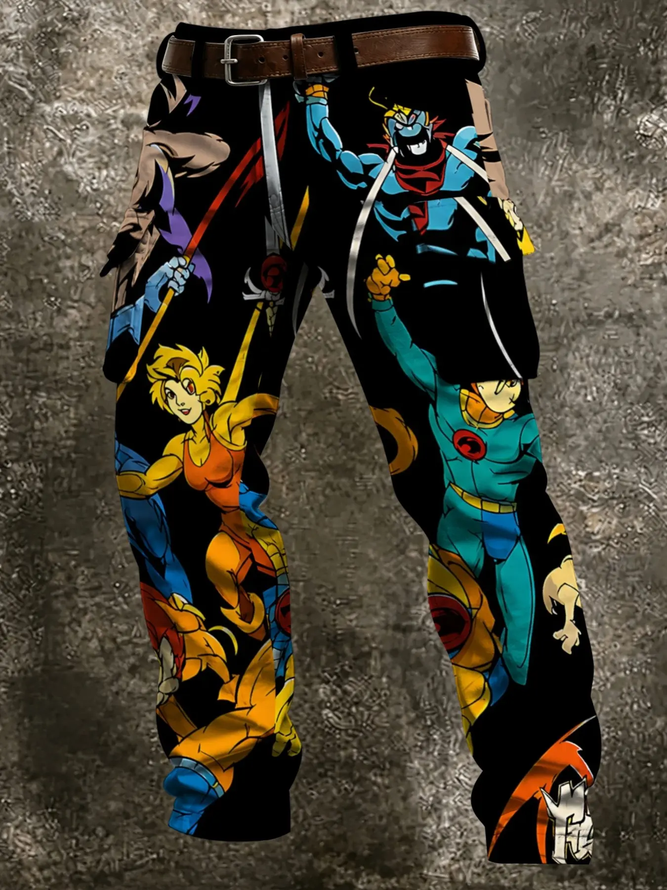 Base Cool Superhero Anime Full Print Cargo Pants, Millennium Hip Hop Trendy Long Pants, Casual All Seasons Fitted Trousers