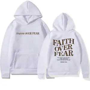 Faith Over Fear Christian Hoodie Unisex Graphic Tee Pullover Bible Verse Inspirational Streetwear Fall Church Casual Gift Daily Wear | men clothing sale tiktok shop deals interesting unisex