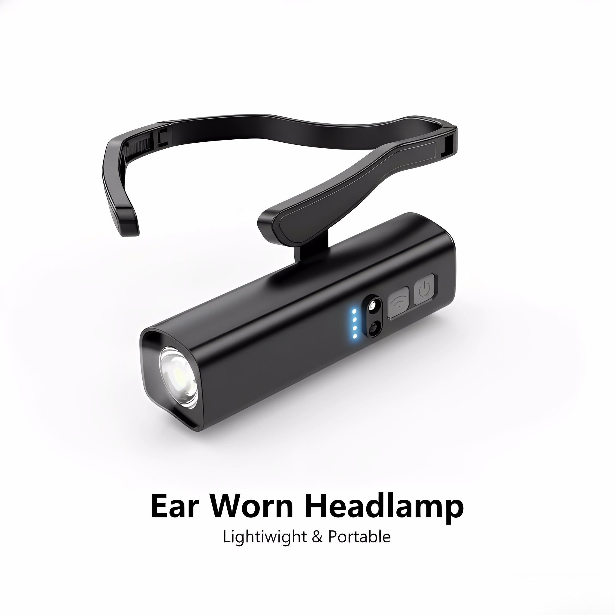 Ear Worn Headlamp, Motion-Sensor LED Headlight – Lightweight & Adjustable for Work, Camping, Running High Lumen Flashlight Multifunctional Flashlight