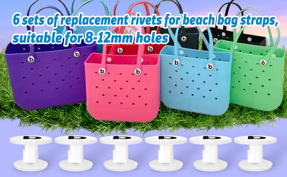 6-Pack Replacement Rivets for Bogg Bag, Rivets for Beach Tote Bag Repair, Rubber Bag Accessories for Women(b White)