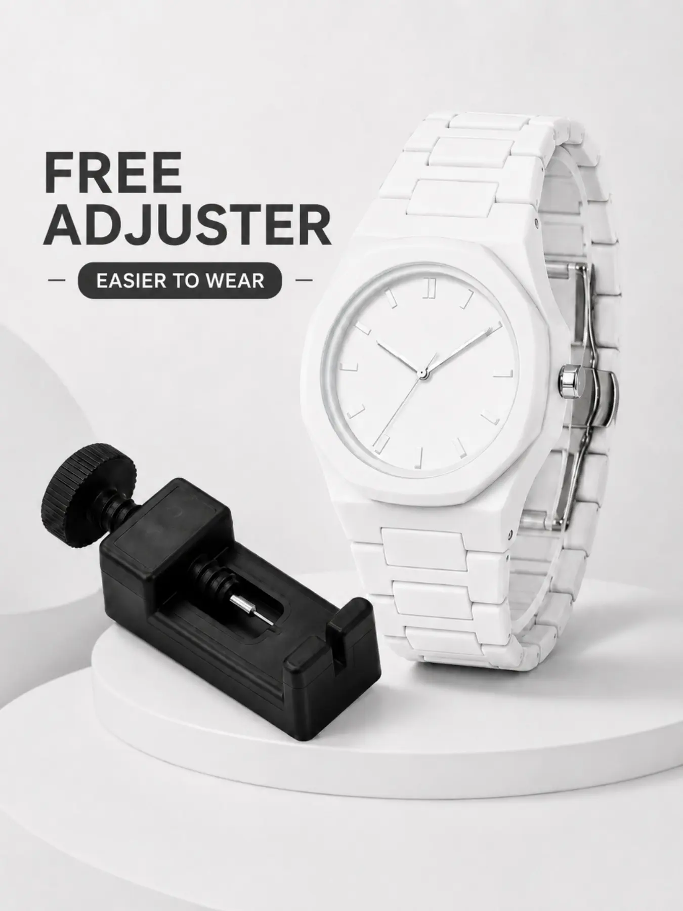 Simple Chain Strap Watch Set, Includes Winder, Adjustable Pointer Watch, Multiple Colors Available, Casual Daily Wear, Commute & Leisure