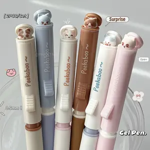 2 boxed, peek-a-boo style gender-neutral pen, piggy gender-neutral pen 0.5mm black pen, creative writing pen office supply