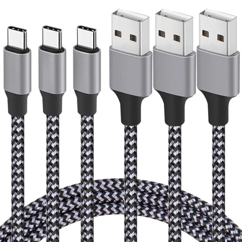 USB to USB C  (3Pack 6ft) USB A to Type C    Nylon Braided Data Sync Transfer Cord USB C Charger for  17 Pro Max/17 Air/16e/16 15 Pro/15 Plus/Galaxy S20 S10 Note 20