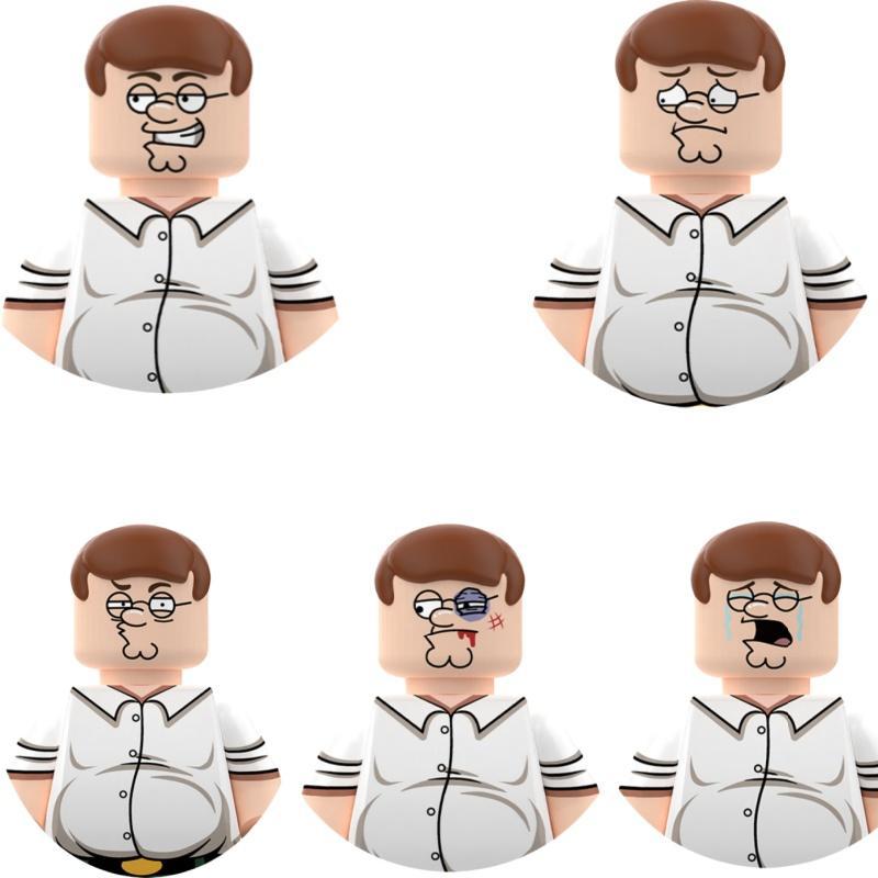 2025 NEW Anime Family Guys Peter action Figures Set with 5 Different Expressions, Detailed Facial Features Classic Outfits popular