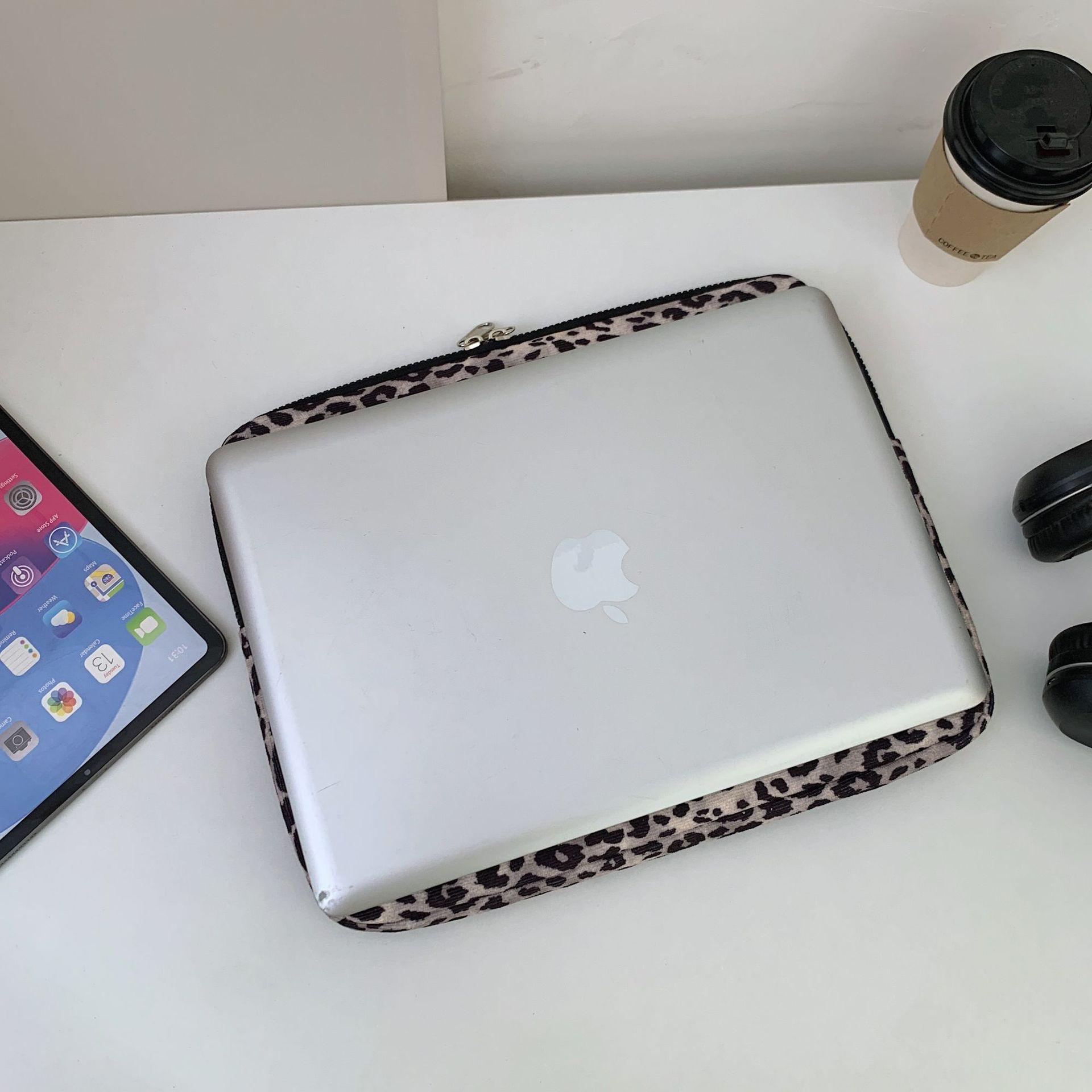Leopard Print Laptop Sleeve For Ipad Air6 Pro11 Macbook Air13.3 13.6 Pro14 15 Dell Huawei Samsung 15.6 16 Inch Shockproof Bag