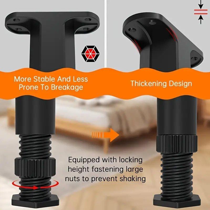 Adjustable Bed Frame Support Leg, Multi-functional Furniture Support Legs, Durable Plastic Furniture Hardware for Bed, Sofa, Dresser, Screws Install, Screws, Bolts