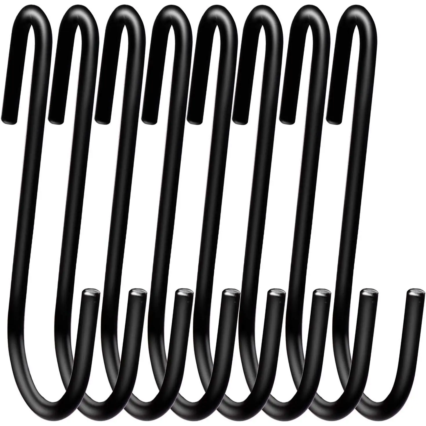 18 Pack 4 inch Heavy Duty S Hooks Pan Pot Holder Rack Hooks S Shaped Hooks Hangers for Oval Ceiling Pot Rack Hanging Kitchenware Spoons Pans Pots Utensils Clothes Bags Towels Plants (Black)