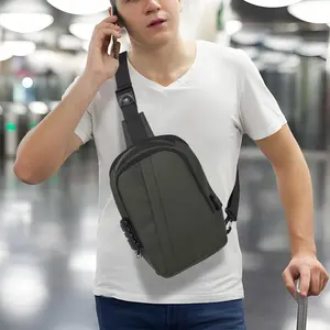 New Men's Anti-Theft Chest Bag Multifunctional Password Lock Chest Bag Capacity Men's Sling Crossbody Bag Waterproof Waterproof Oxford Fabric Crossbody Bag with Password Lock - Anti-Theft