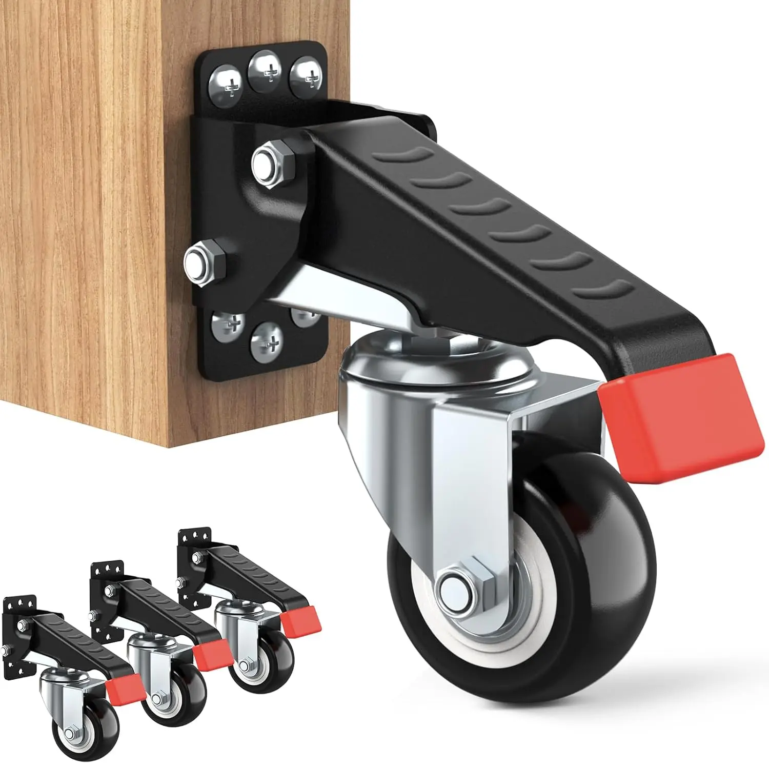 Workbench Casters kit 660 Lbs - Retractable Casters Heavy Duty Bench Caster Wheels Designed for Workbenches Machinery & Tables, 4 Pack
