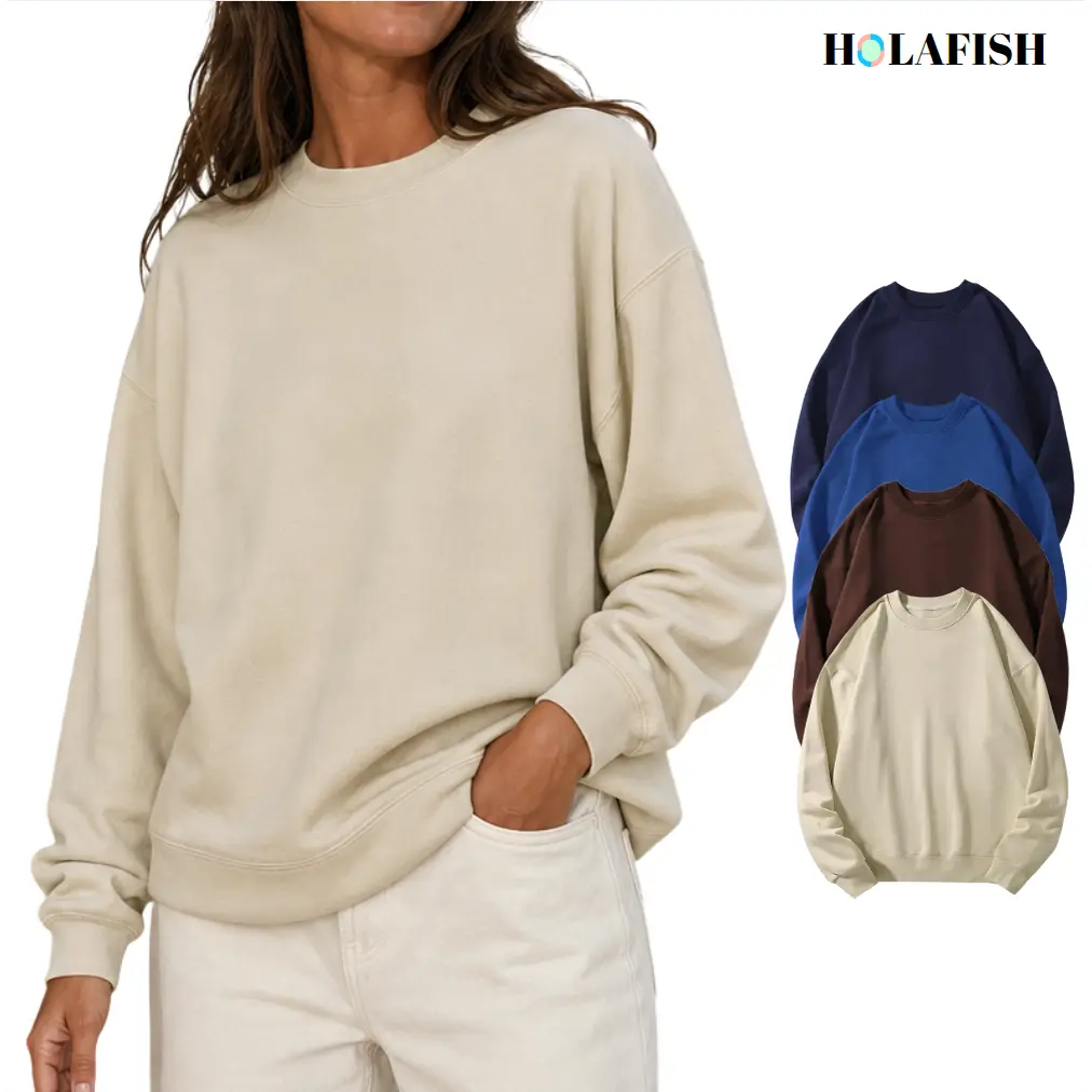 Holafish 2026 Womens Sweatshirts Fleece Crewneck Sweaters Casual Tops 55% Cotton Comfy Fall Fashion Outfits Winter Clothes Deals For You Days