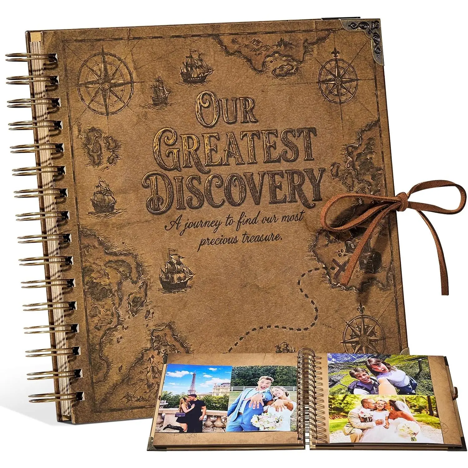 Adventure Book 8x8 Scrapbook Photo Album, Travel Diary with Metal Corner Protectors, 250 gsm Acid-Free  Paper DIY Memory Book for Wedding Guestbook Anniversary,  & Family Gifts