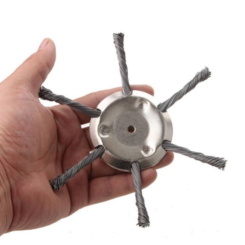 Small Lithium Battery Weed Wiper Brush, Universal Garden Grass Cutter, Fits 6-10 Inch Trimmer Blades, Rotating Steel Wire Weed Whacker Head