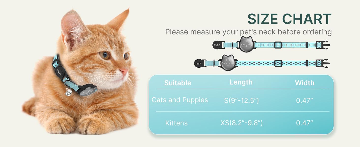 Waterproof Airtag Cat Collar, Breakaway Cat Airtag Collar with Luminous & Reflective Fish Pattern, Lightweight Kitten Collar for Apple Air tag, Hidden GPS Tracker Holder for Cats, Kittens(9-13")