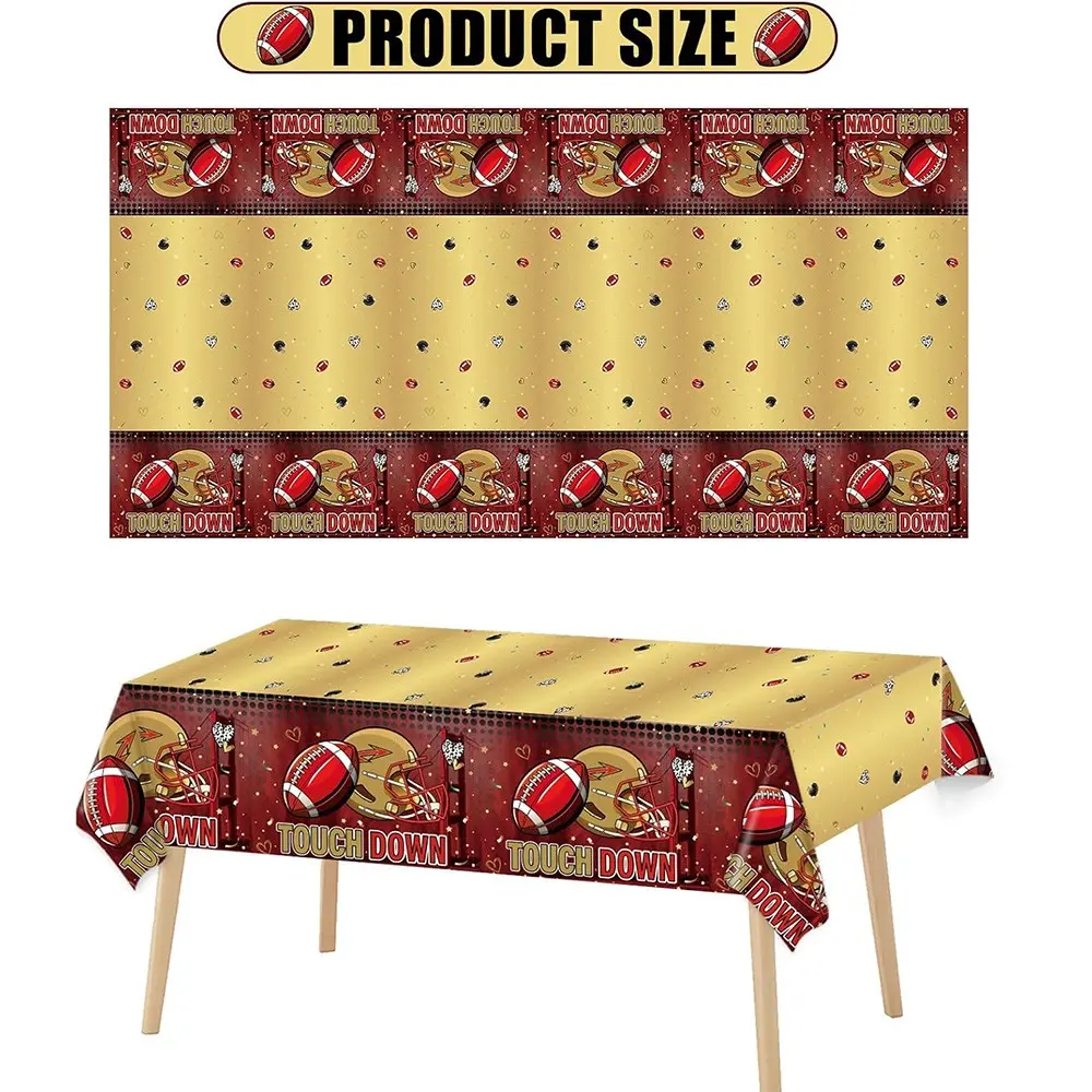 2D Flat Party Tablecloth 1pc, 49th Birthday Football Theme Decor, Sports Event Party Supplies, No Power Required, Unisex Tailgate Party Essentials
