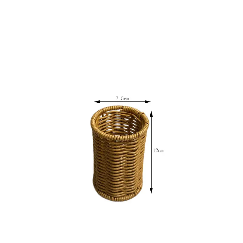 Imitation rattan woven storage basket, hotel toiletries storage basket, home desktop creative pen holder, stationery basket, makeup basket