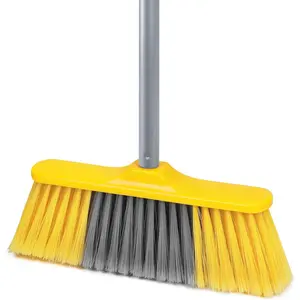 55” Soft Bristle Broom for Floor Sweeping, Suitable for Indoor & Outdoor Cleaning Kitchen, Lobby, Office, Hardwood, Tile, Concrete, Patio, Deck, Yellow