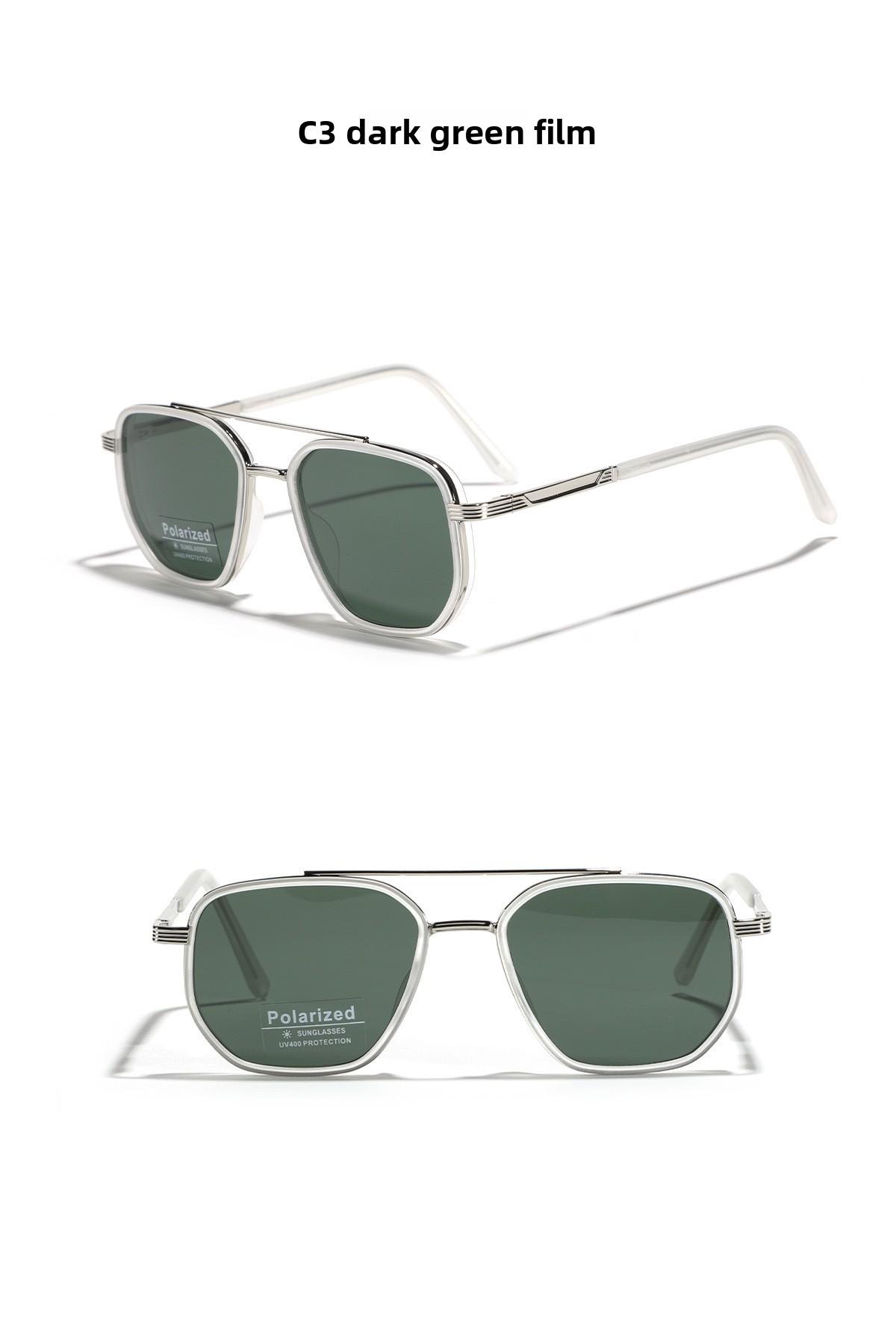 Classic Geometric Double Beam Sunglasses for Women Men Polarized Retro Tattoo Sunglasses for Travel Driving&Anti-Glare Eye Protection