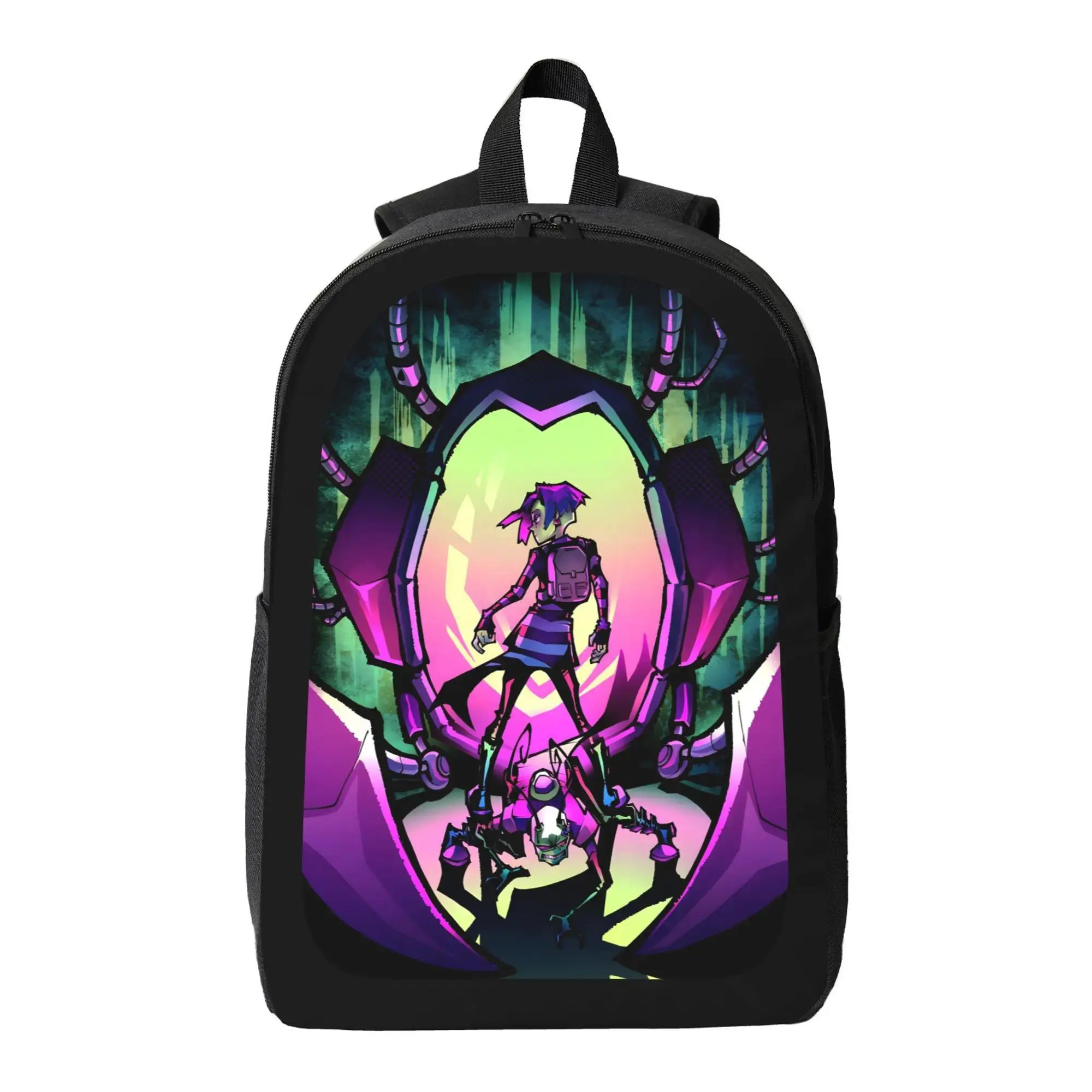 Cute Invader Zim GIR All Over Print Backpack, Casual Athletic Oxford Cloth Bookbag for School and Travel