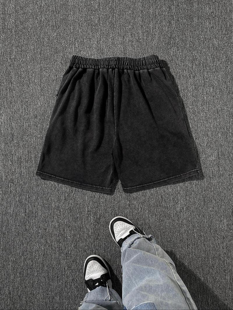 Men's Regular Fit Solid Color Drawstring Waist Shorts, Casual Street Fashion Shorts for Summer, Men's Bottoms for Daily Wear, Cotton