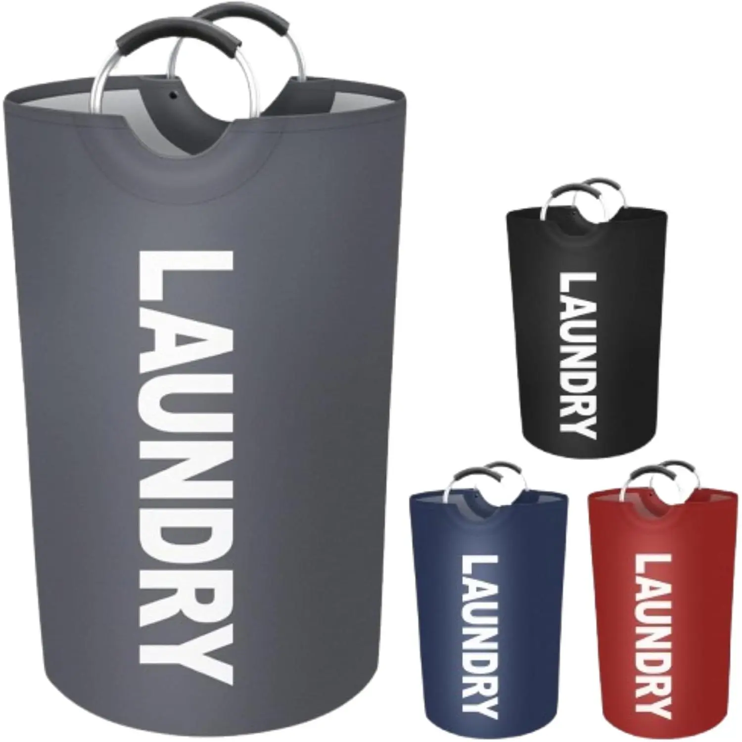115L Large Laundry Basket, Freestanding Tall Clothes Hamper, Foldable Washing Bin, Collapsible Laundry Bag (GRAY)