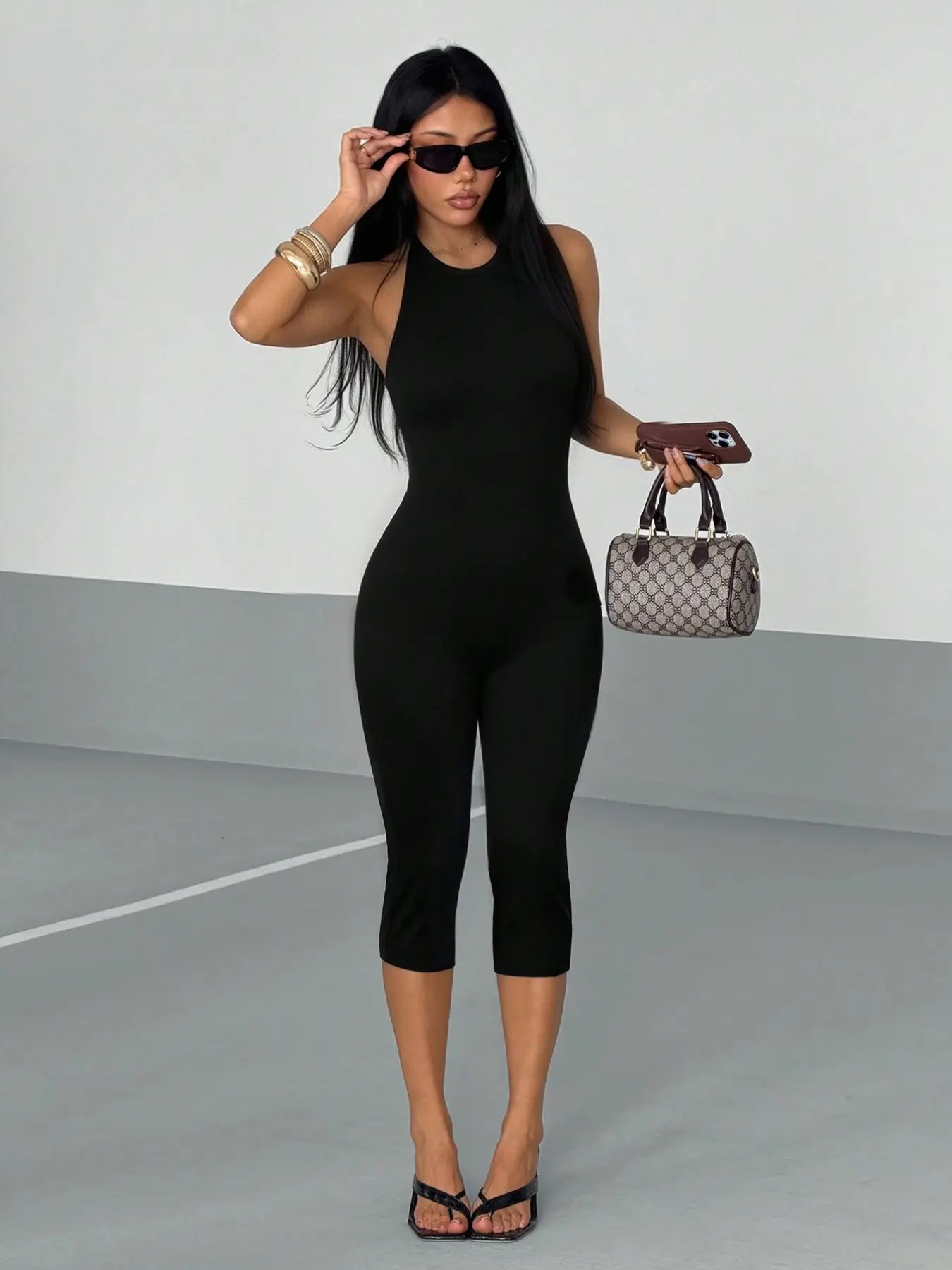 Women's Fitted Jumpsuit, Casual Summer, High Stretch Knit, Tight Fit, Beachwear, Evening Date, Y2K Style, Jumpsuit