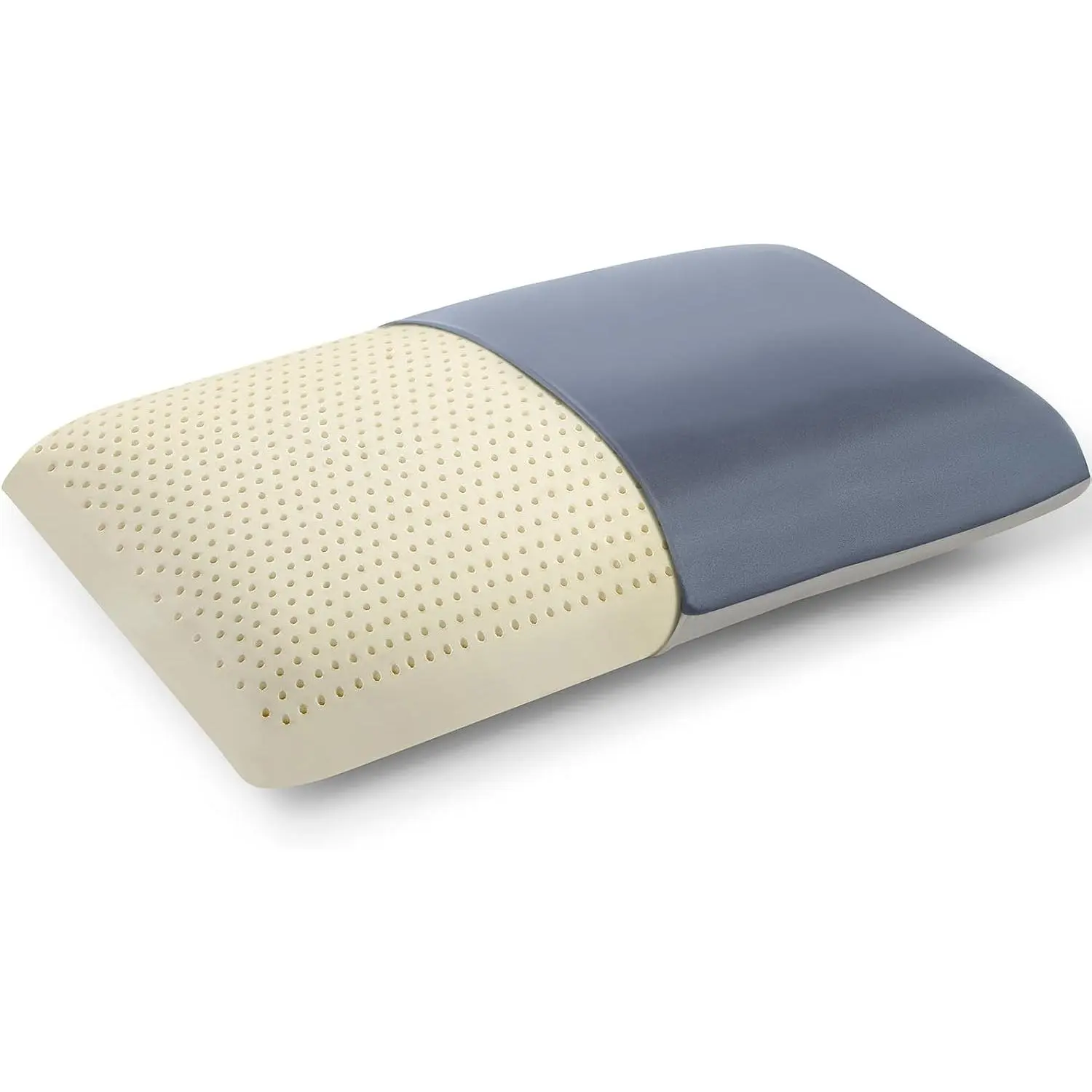 Firm Talalay Latex Pillow, Slim Design, Instant Cooling Ice Silk Pillowcase, OEKO-TEX Certified Supportive Bed Pillow for Neck Pain, Non-Flattening for Stomach Sleepers (Standard - 4.7" Low Profile)
