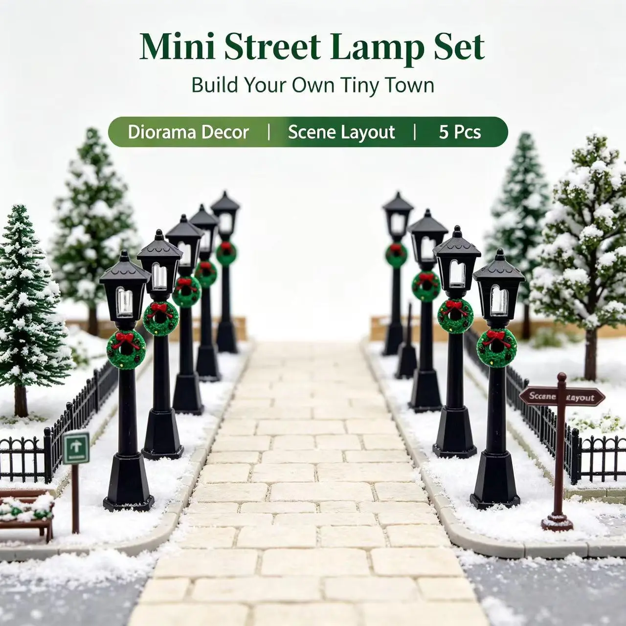 Mini Retro Christmas Lantern Ornament, Miniature Model for Snow Scene DIY Decor, Desktop Micro Landscape Accessory, Festive Atmosphere