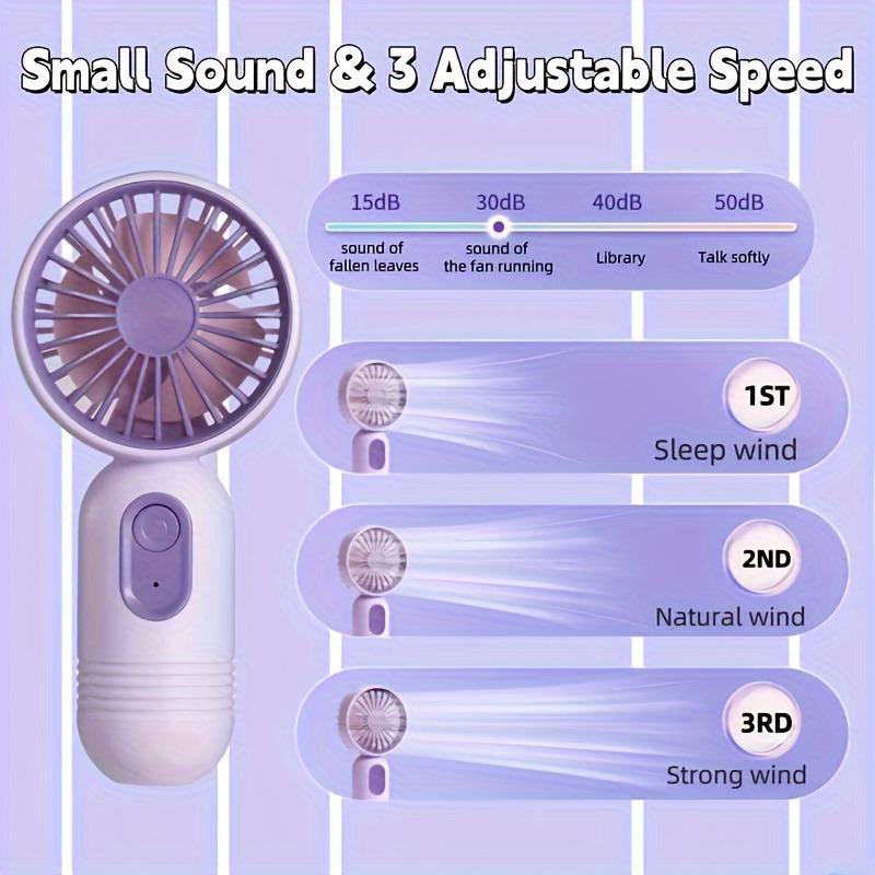 Portable Handheld Fan, 1 Count USB Rechargeable Mini Fan with 3 Speed Setting, Handheld Fan for Makeup, Travel, Beach, Indoor and Outdoor Use, Rechargeable Personal Fan
