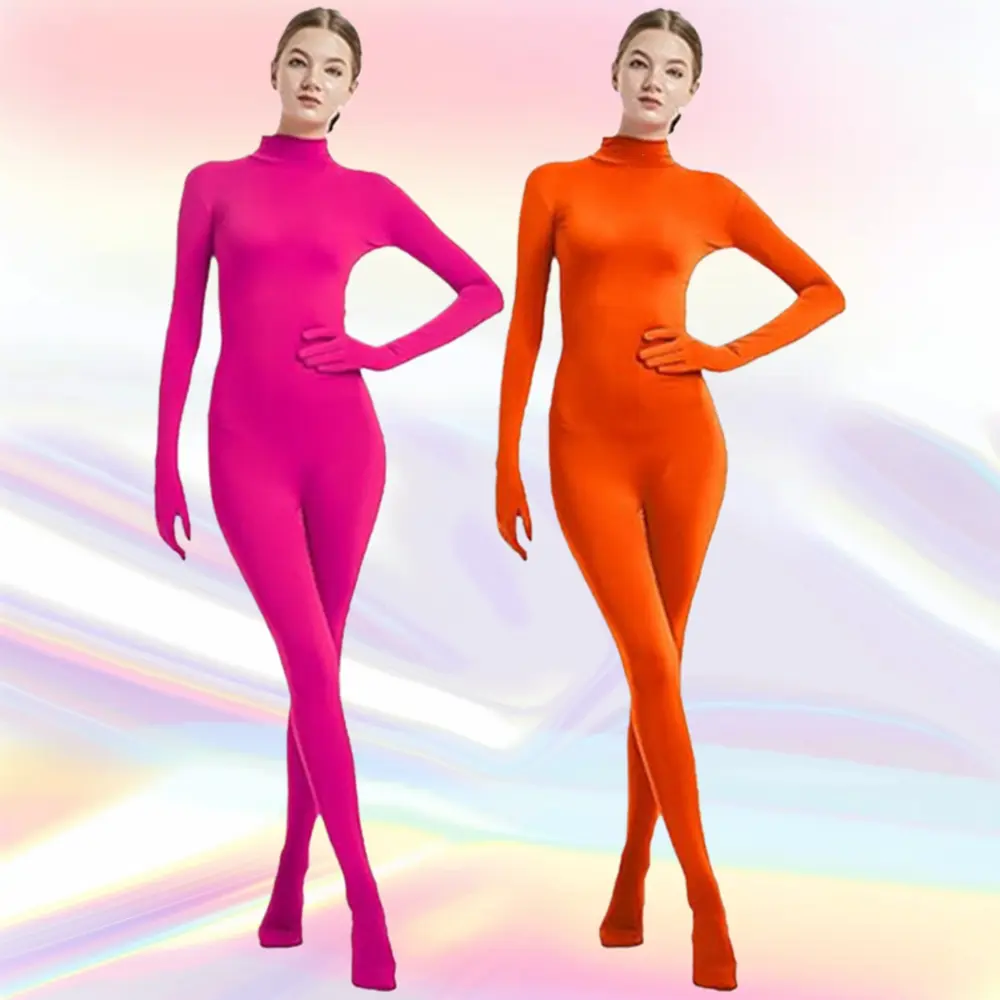 Full Body Footed Tight Cosplay Suit Elastic Zentai Jumpsuit Dance Halloween Performance Costume