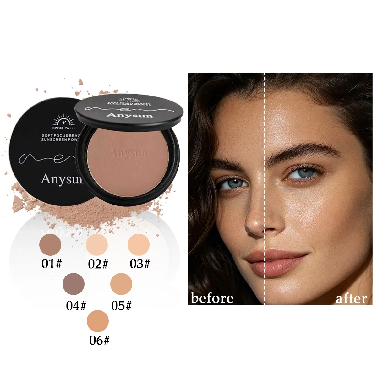 Soft Focus Beauty Sunscreen Powder, Tone Evening & Brightening Makeup Setting, Oil Control Non-Comedogenic, Facial Powder