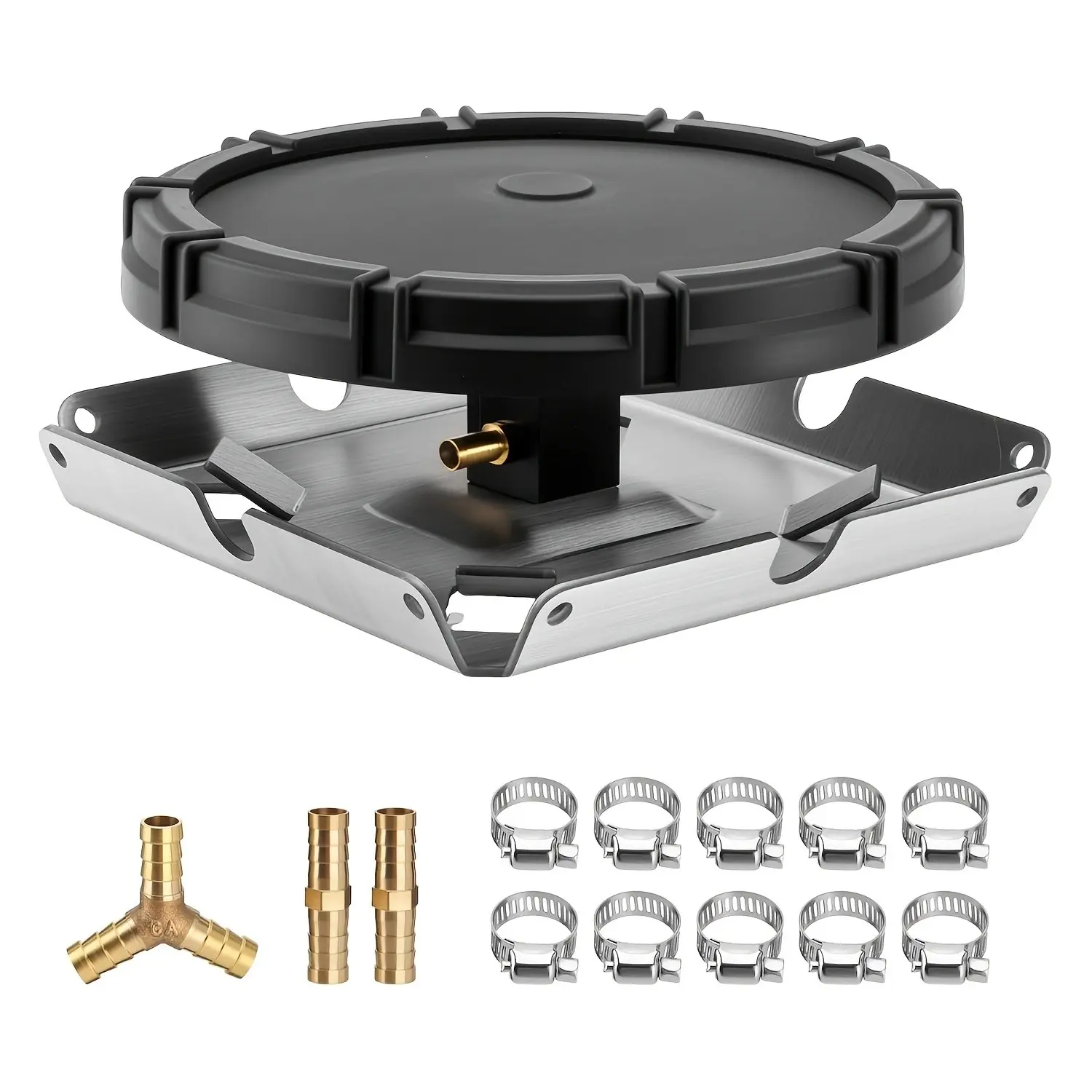 10" Pond Aeration Diffuser, Outdoor Pond Aeration System Accessories with Self-Sinking 304 Stainless Steel Base, High-Density EPDM Membrane, Enhances Oxygenation And Improves Water Circulation