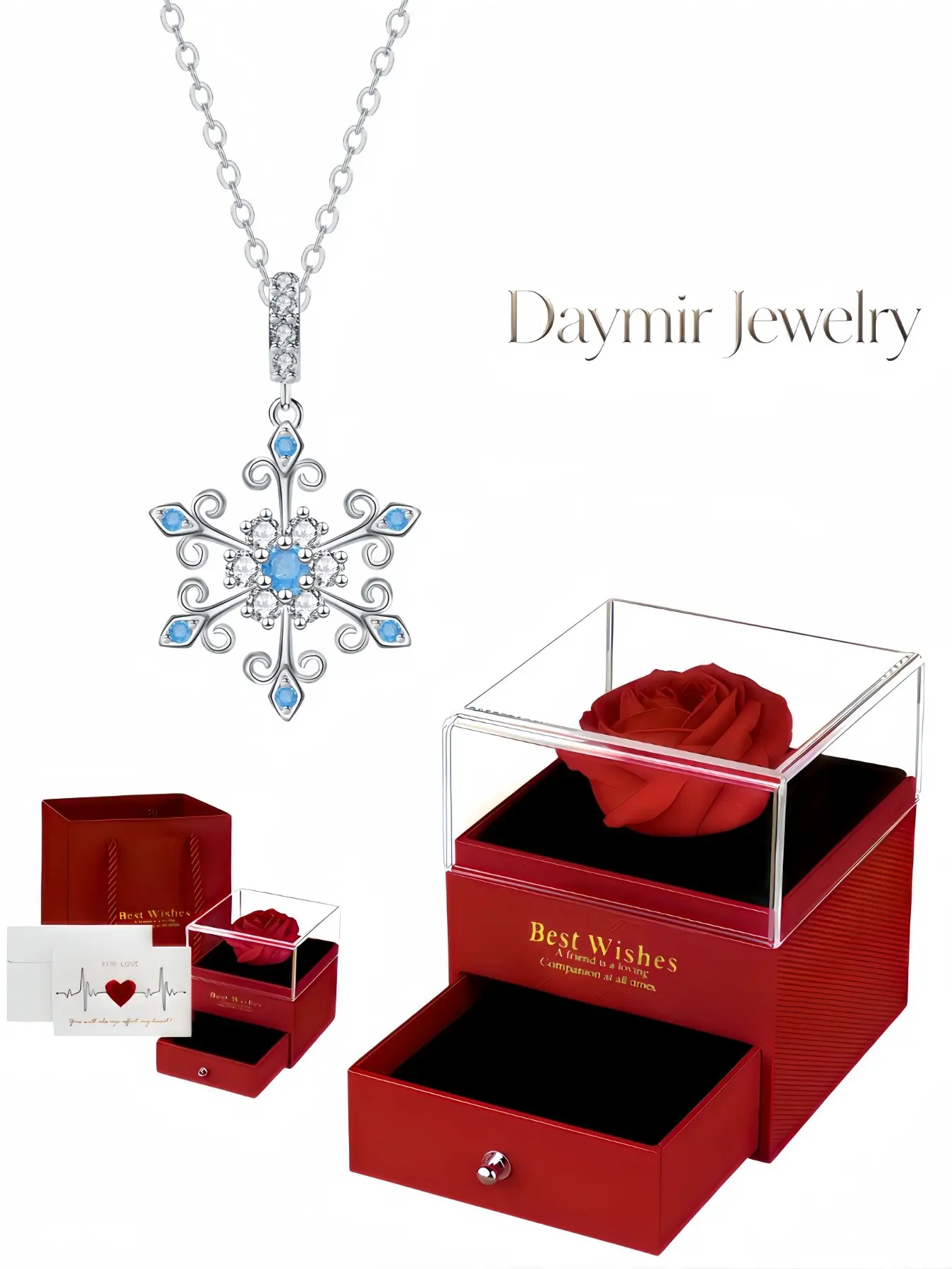 "Ice Diamond Snow Charm" Popular Christmas blue snowflake gem choker with elegant vibes. Comes with simple everlasting rose jewelry box, ideal gifts for birthdays, Mother's Day, Valentine’s Day and Christmas.