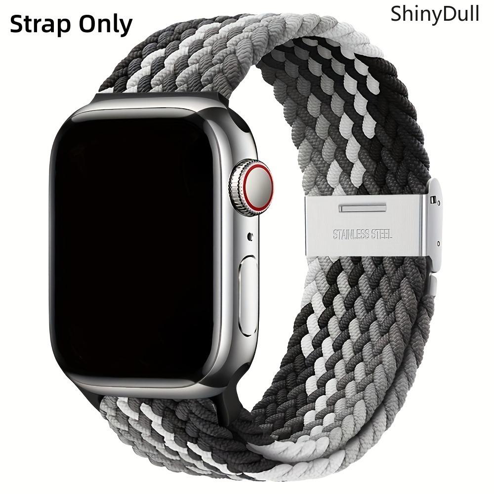 Braided Nylon Apple Watch Strap – Elastic Snap-Back, Adjustable Sports Wristband with Silent Metal Snap, Fits Series 1–10, SE, Ultra / Ultra 2