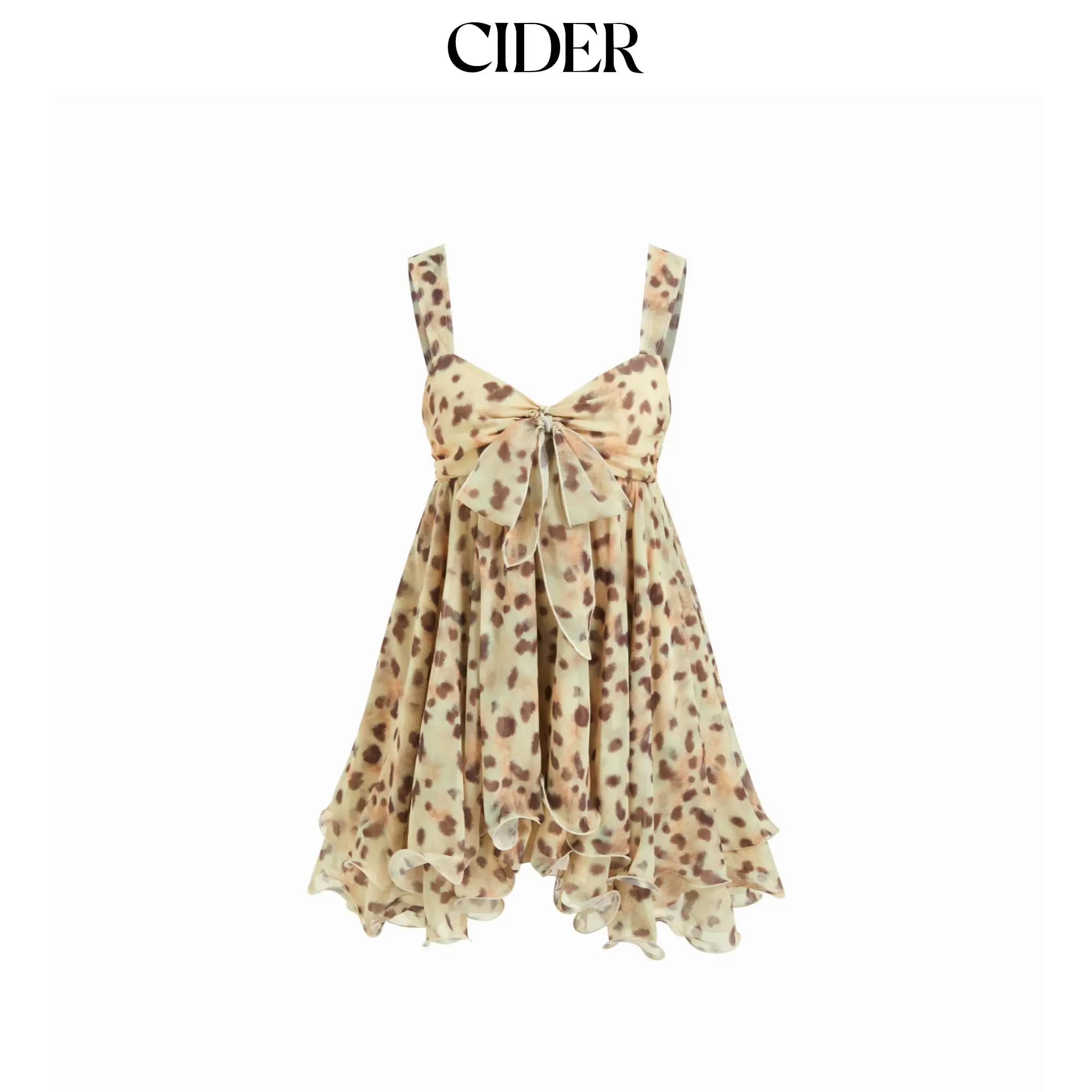 Cider Chiffon Sweetheart Bowknot Ruffled Babydoll Mini Dress SummerFinds