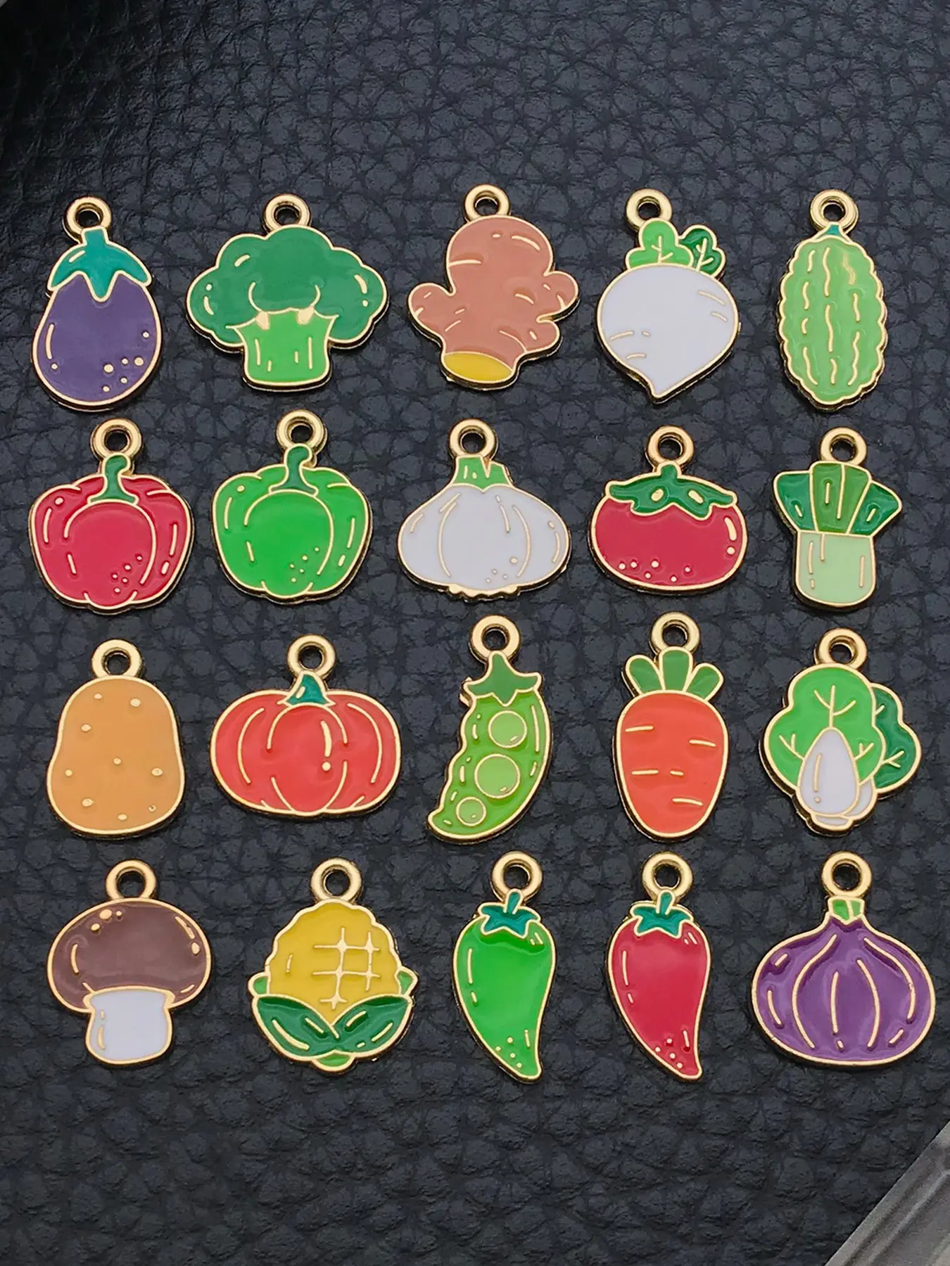 20pcs Vegetable Enamel Charms Cute Veggie Alloy Pendants, Broccoli Carrot Mushroom Pepper Garlic Pumpkin Charms for DIY Bracelet Necklace Earring Jewelry Making Supplies