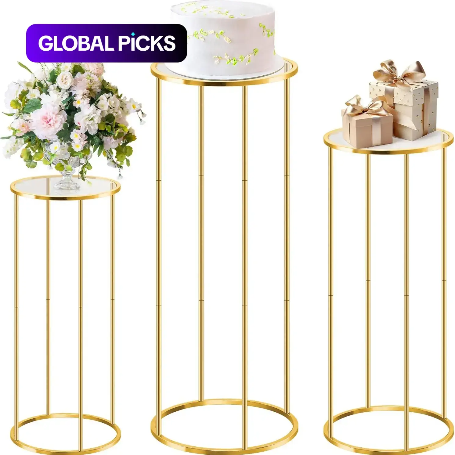 Party Cake Stand, Metal Cake Display Holder, Centerpiece for Wedding & Birthday Decoration, Ornaments, Dessert Stand #GLOBAL PICKS