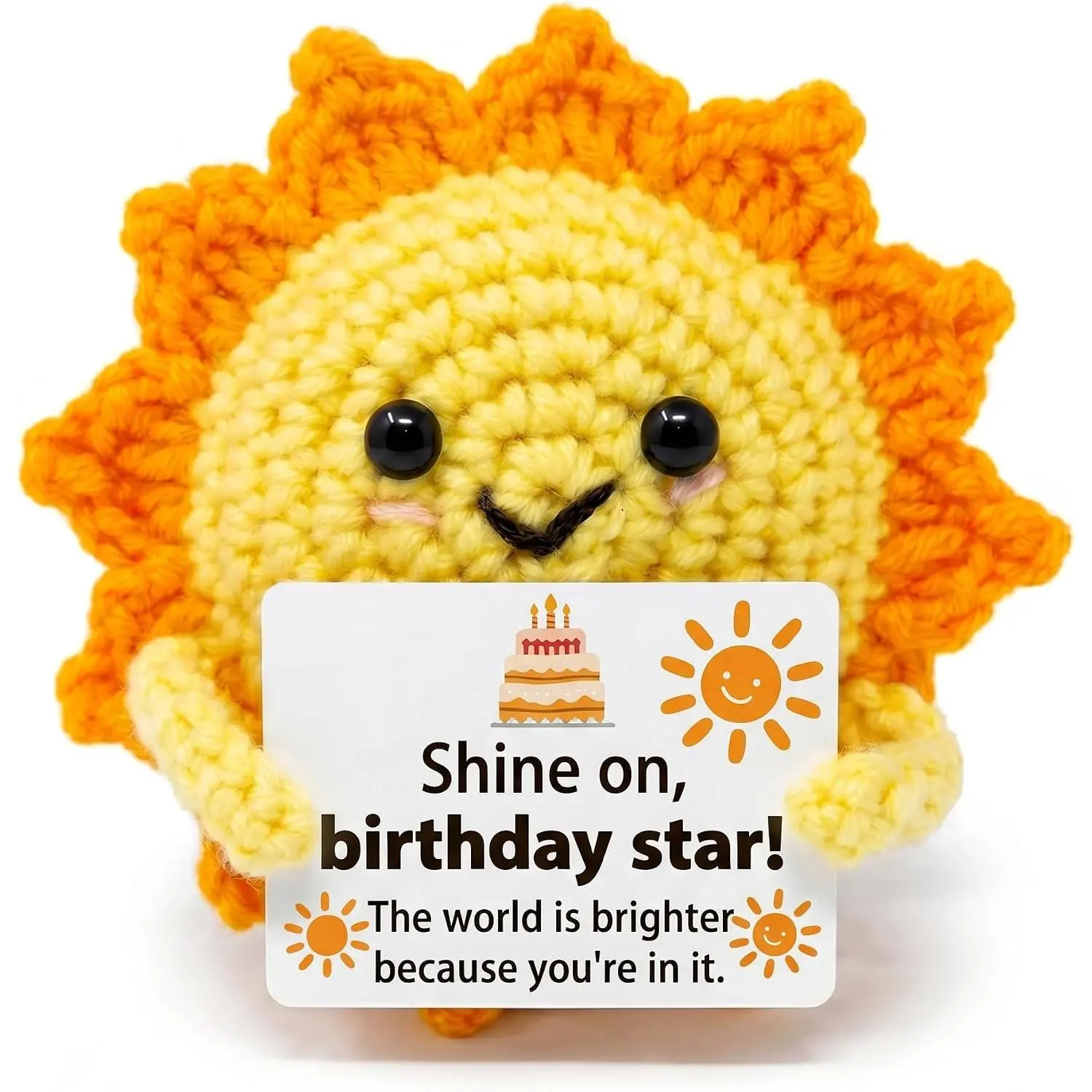 Birthday Gifts for Women Men -   Crochet Sun with Card for Her Him Boyfriend Girlfriend,Personalized Small  for Mom Sister , Artisan Decor