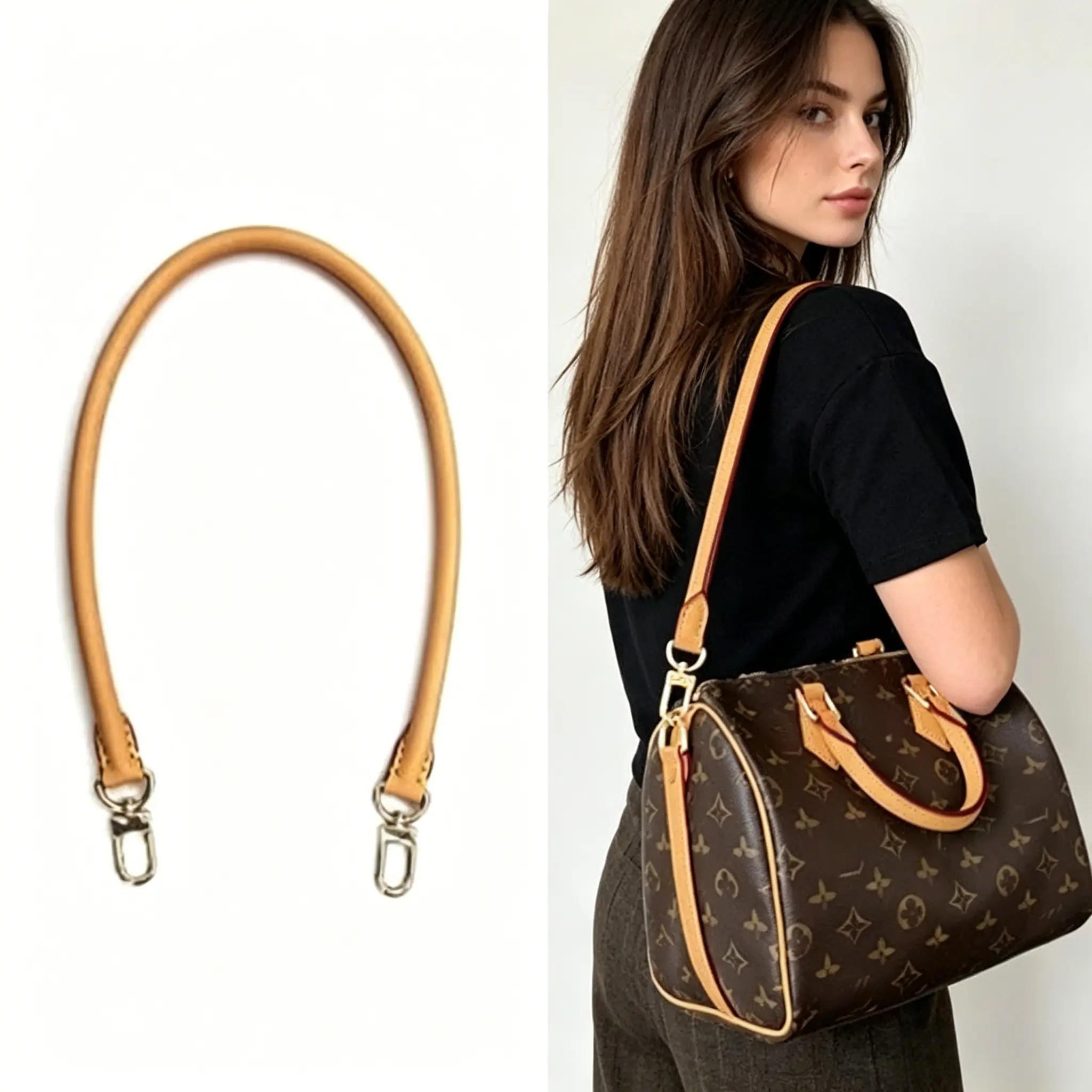 Ankes Vachetta Leather Shoulder Strap - 27.5in Versatile, Durable Leather Replacement Strap for Speedy 25/30 Style Bags for Daily Bag Use, Versatile Strap, Durable Leather For Daily Bag Use