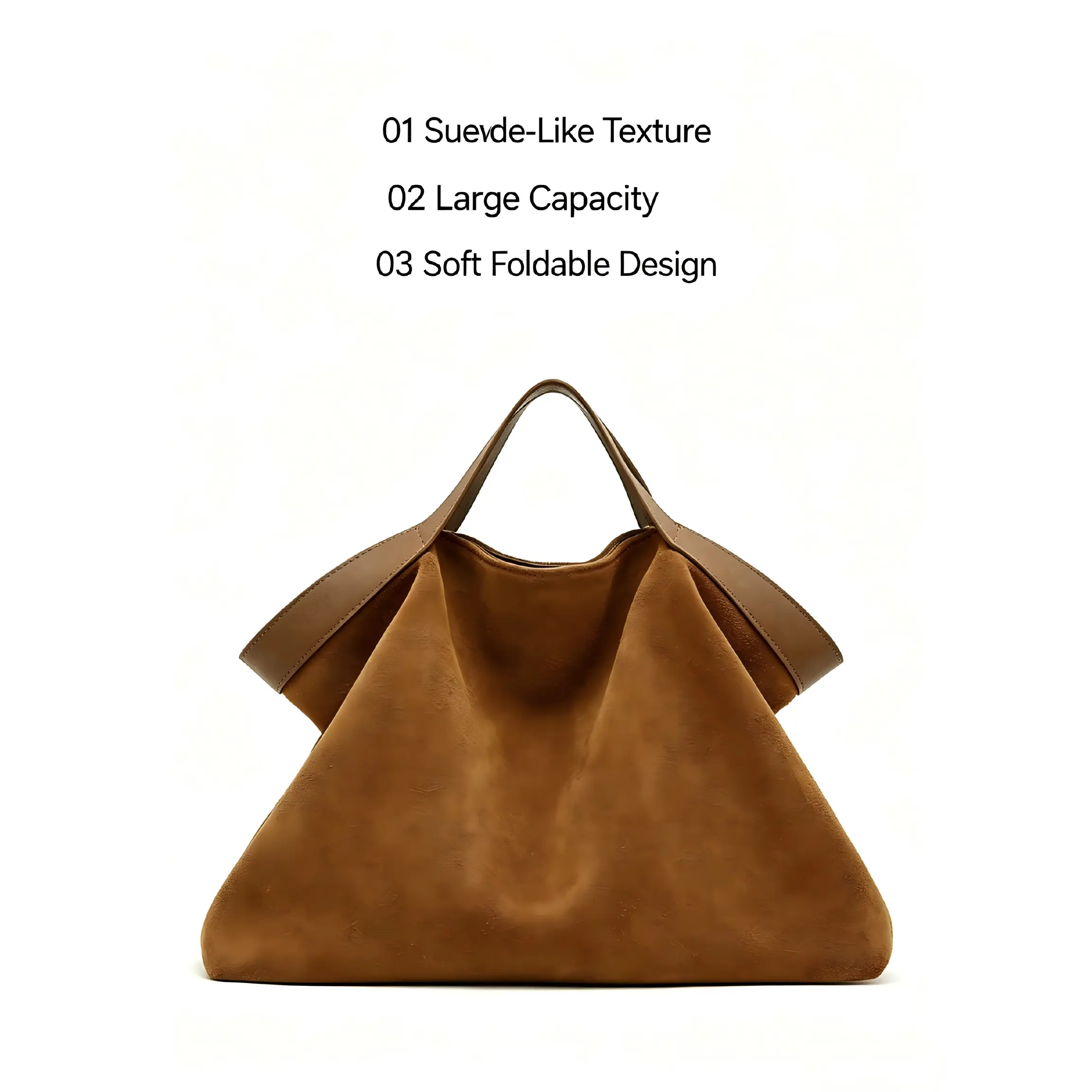 Women's Retro Suede-Like Large Capacity Tote Bag - Soft Top Handle Shoulder Handbag with Magnetic Closure, Plain Design, Jetted Pocket, Carved Lines for Commuting, Casual Use, Double Handle