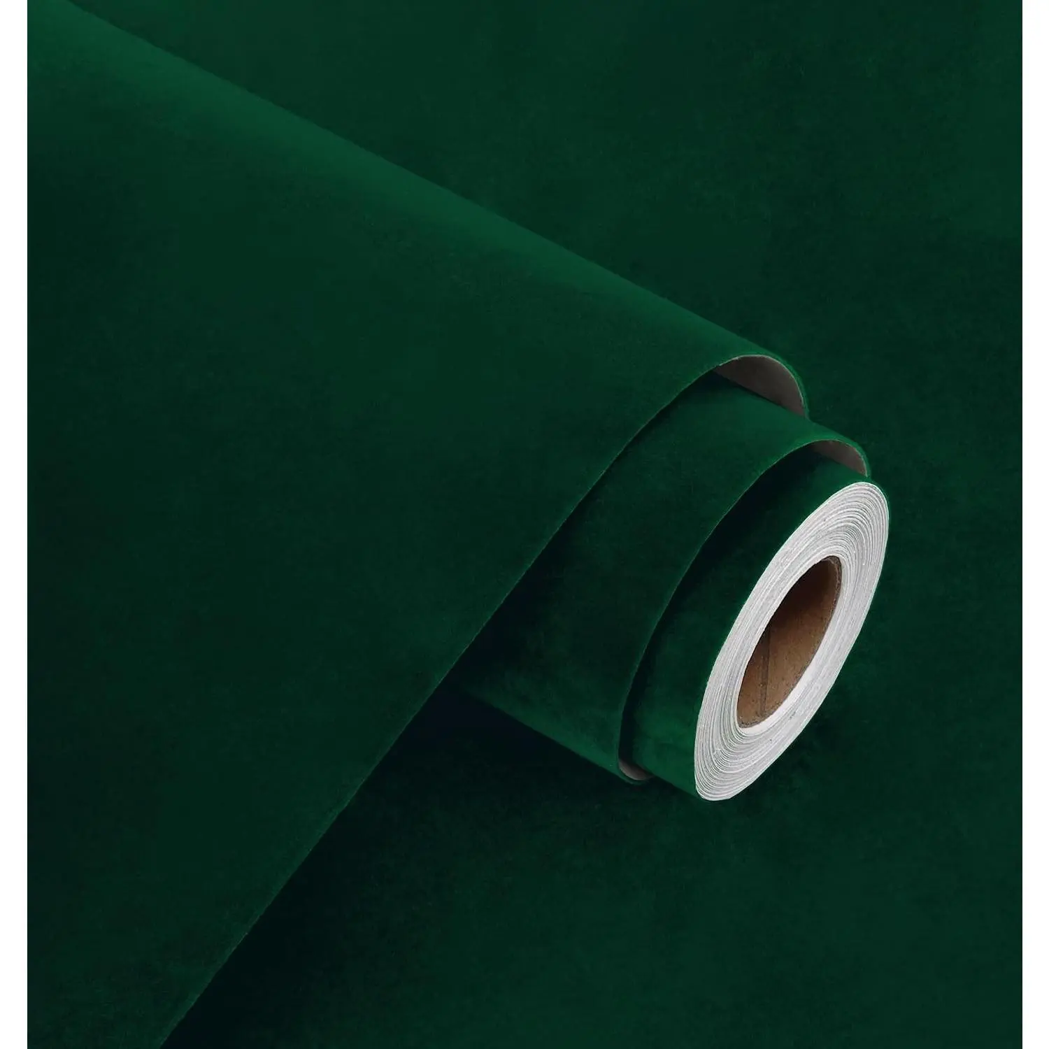 Dark Green Felt Velvet Peel and Stick Wallpaper Self Adhesive Flock Contact Paper 17.7" x 120" Velvet Felt Drawer Liner for Jewelry Box DIY Crafts Cabinets Bedroom Walls