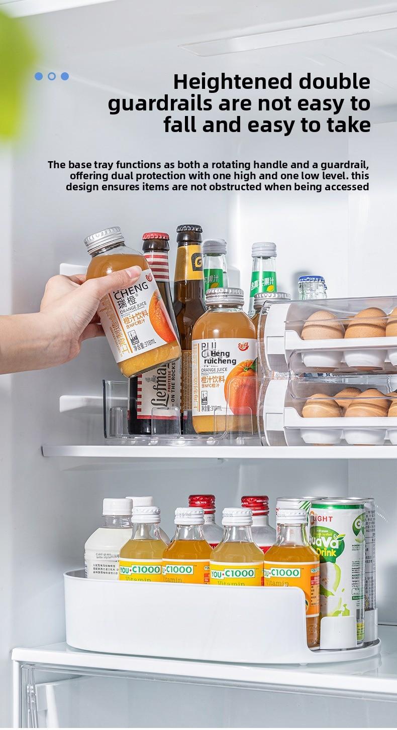Kitchen Rotating Storage Rack for Drinks Multi - purpose Fridge Rotation Tray Detachable Washable Desktop Bottle Organizer