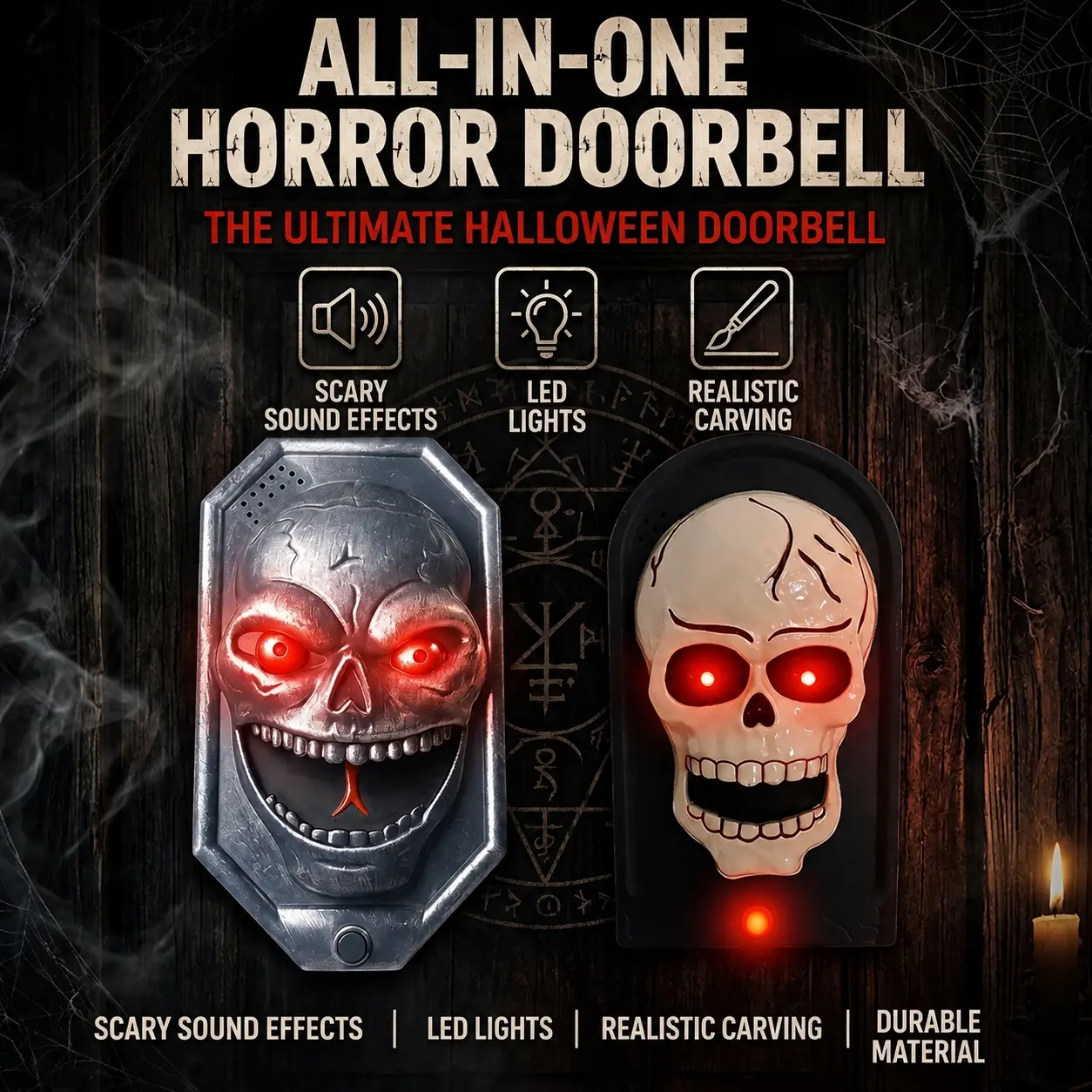Halloween Creepy Doorbell, Animated Eyeball Doorbell, Halloween Spider Doorbell, Halloween Skeleton Doorbell, Spooky Decorations