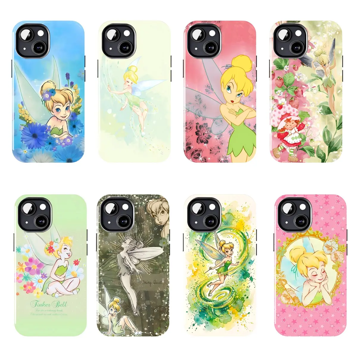 Tinker Bell Phone Case, Fairy Character Cute Floral Design, Magical Pixie Style Protective Phone Cover, Kawaii Fantasy Cartoon Aesthetic Phone Accessories Gift Compatible with iPhone 11–17 Pro Max/Plus series and Samsung Galaxy S23–S25 series.