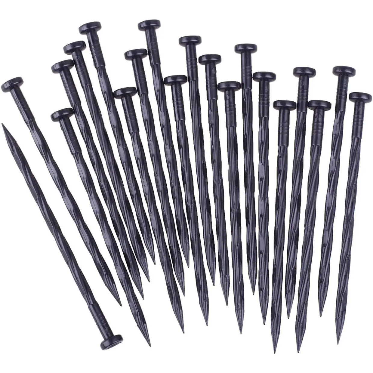 Landscape Anchoring Spikes, 25 count 8 Inch Spiral Plastic Landscape Spikes for Garden Lawn Yard, Paver, Weed Barrier, Artificial Turf (8in -25 Count)