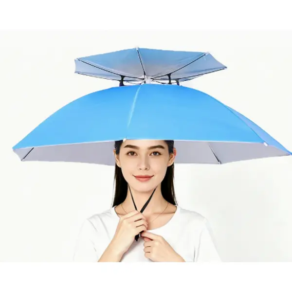 Men-Women Unisex Golf Sports Foldable Hat Umbrella for Adults - Sun Protection, Headband Fit Hands-Free Design, 77cm/30.3in, Suitable for Fishing, Gardening, Collapsible